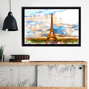 Eiffel Tower Marker Sketch Illustration View Pari Beautifull Canvas Wall Art - Canvas Print, Framed Canvas, Painting Canvas