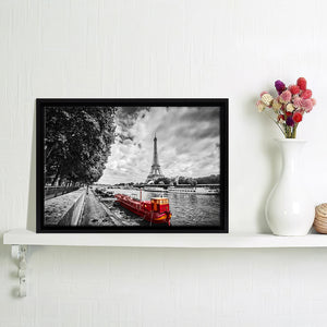 Eiffel Tower Over Seine River Framed Canvas Wall Art - Framed Prints, Canvas Prints, Prints for Sale, Canvas Painting