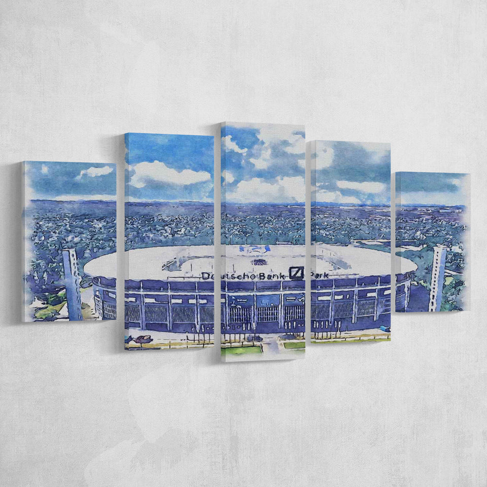 Eintracht Frankfurt Deutsche Bank Park Watercolor, 5 Pieces, Multi Panel Canvas Prints Wall Art Decor