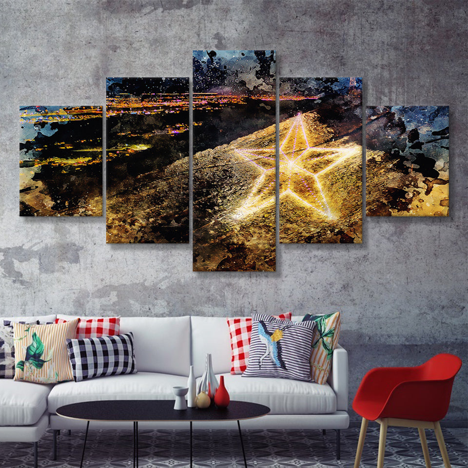 El Paso Texas Usa Downtown Skyline 5 Piece Multi Panels Canvas Prints Wall Art - Painting Canvas,Wall Decor