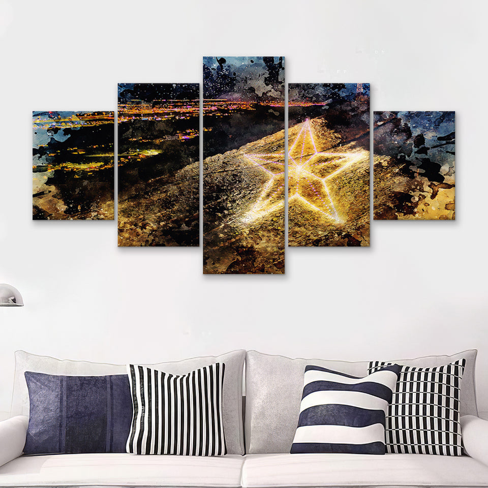 El Paso Texas Usa Downtown Skyline 5 Piece Multi Panels Canvas Prints Wall Art - Painting Canvas,Wall Decor
