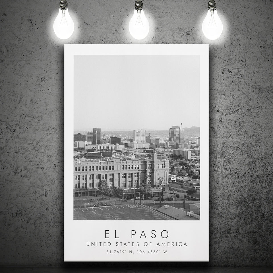 El Paso Usa Black And White Art Canvas Prints Wall Art Home Decor