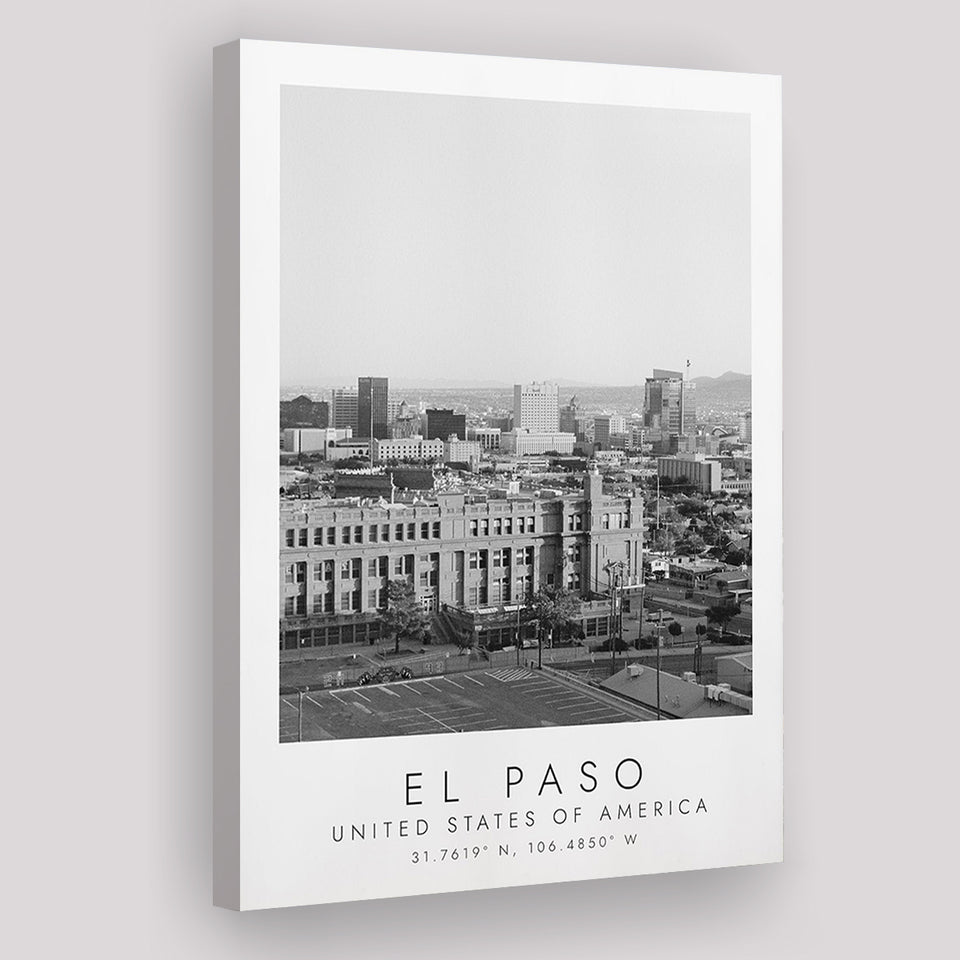 El Paso Usa Black And White Art Canvas Prints Wall Art Home Decor