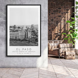 El Paso Usa Black And White Art Framed Canvas Prints Wall Art Home Decor, Floating Frame