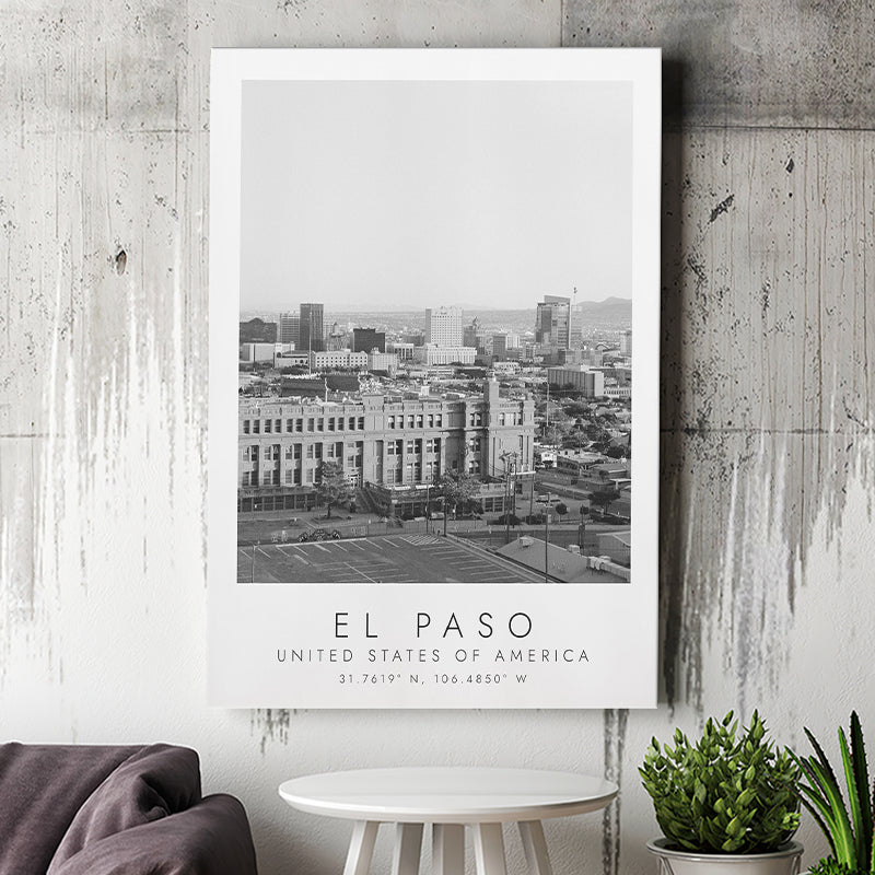 El Paso Usa Black And White Art Canvas Prints Wall Art Home Decor
