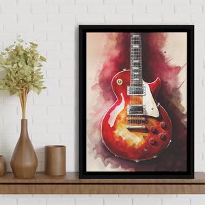 Electric Guitar Music Room Painting Art V1 Framed Canvas Prints Wall Art, Floating Frame, Large Canvas Home Decor