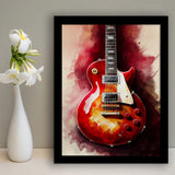 Electric Guitar Music Room Painting Art V1 Framed Art Prints Wall Decor, Framed Picture, Large Picture
