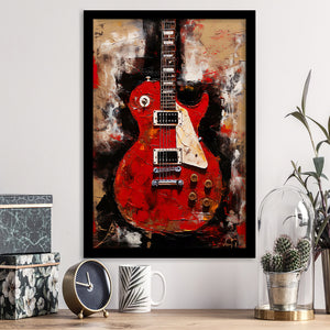 Electric Guitar Music Room Painting Art V2 Framed Art Prints Wall Decor, Framed Picture, Large Picture