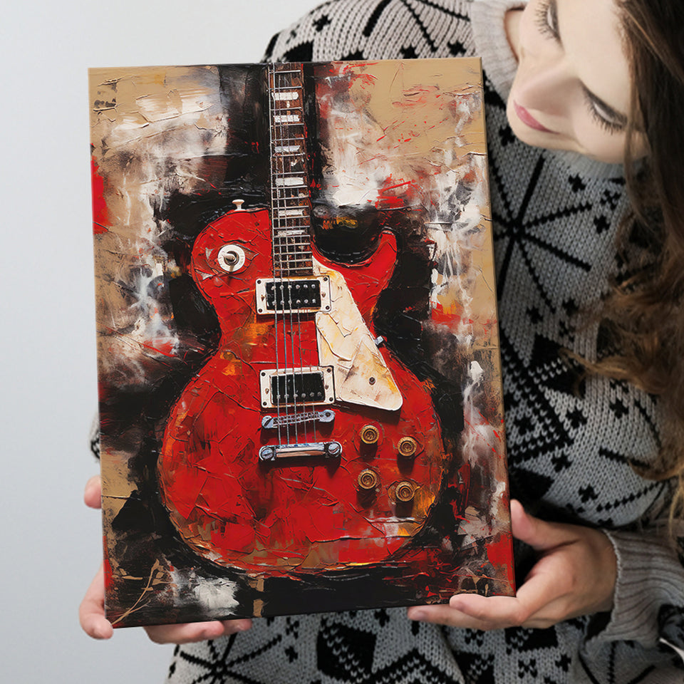 Electric Guitar Music Room Painting Art V2 Canvas Prints Wall Art, Home Living Room Decor, Large Canvas