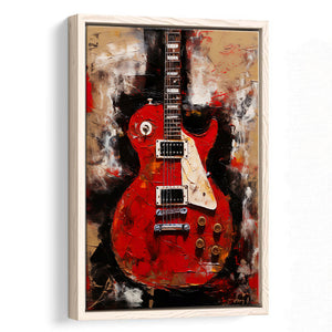 Electric Guitar Music Room Painting Art V2 Framed Canvas Prints Wall Art, Floating Frame, Large Canvas Home Decor