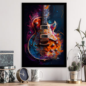 Electric Guitar Music Room Painting Art V3 Framed Art Prints Wall Decor, Framed Picture, Large Picture