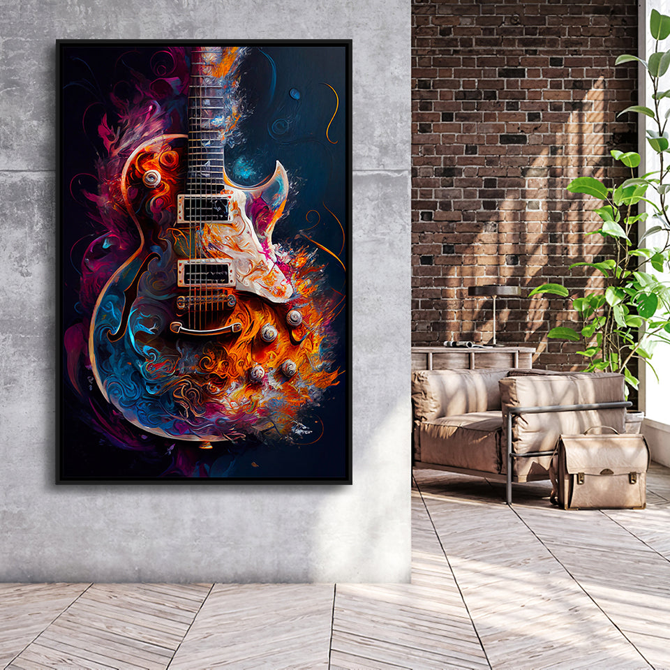 Electric Guitar Music Room Painting Art V3 Canvas Prints Wall Art