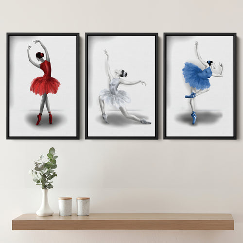 Elegant Ballet Set of 3 Piece Framed Canvas Prints Wall Art Decor