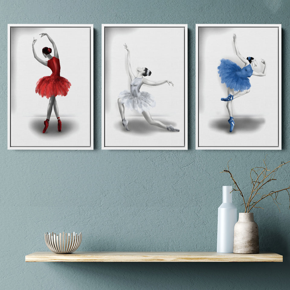 Elegant Ballet Set of 3 Piece Framed Canvas Prints Wall Art Decor