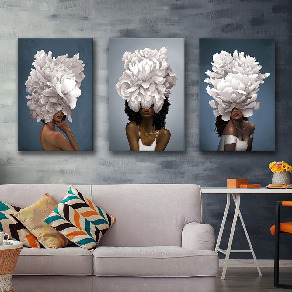Elegant Woman Canvas Set of 3 Piece Canvas Prints Wall Art Decor