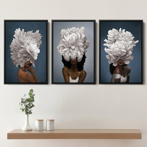 Elegant Woman Set of 3 Piece Framed Canvas Prints Wall Art Decor