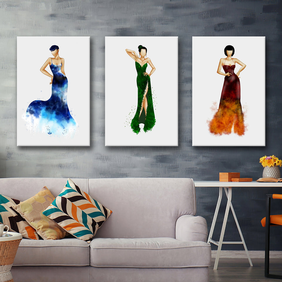 Elemental Woman Canvas Set of 3 Piece Canvas Prints Wall Art Decor