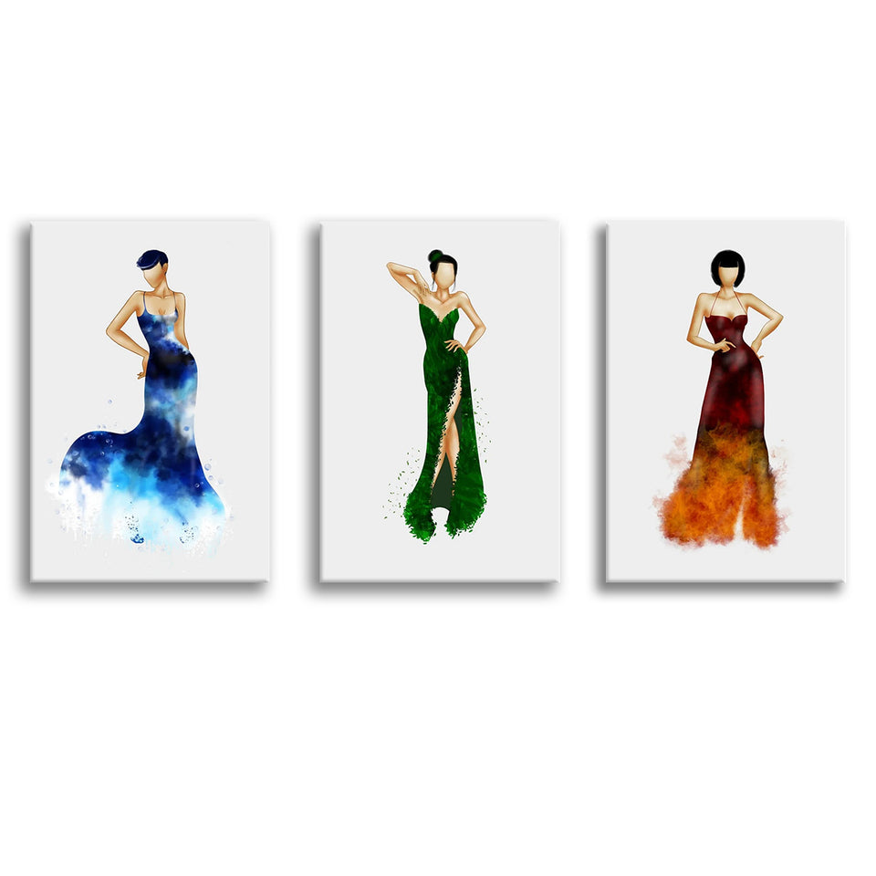 Elemental Woman Canvas Set of 3 Piece Canvas Prints Wall Art Decor