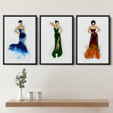 Elemental Woman Set of 3 Piece Framed Canvas Prints Wall Art Decor