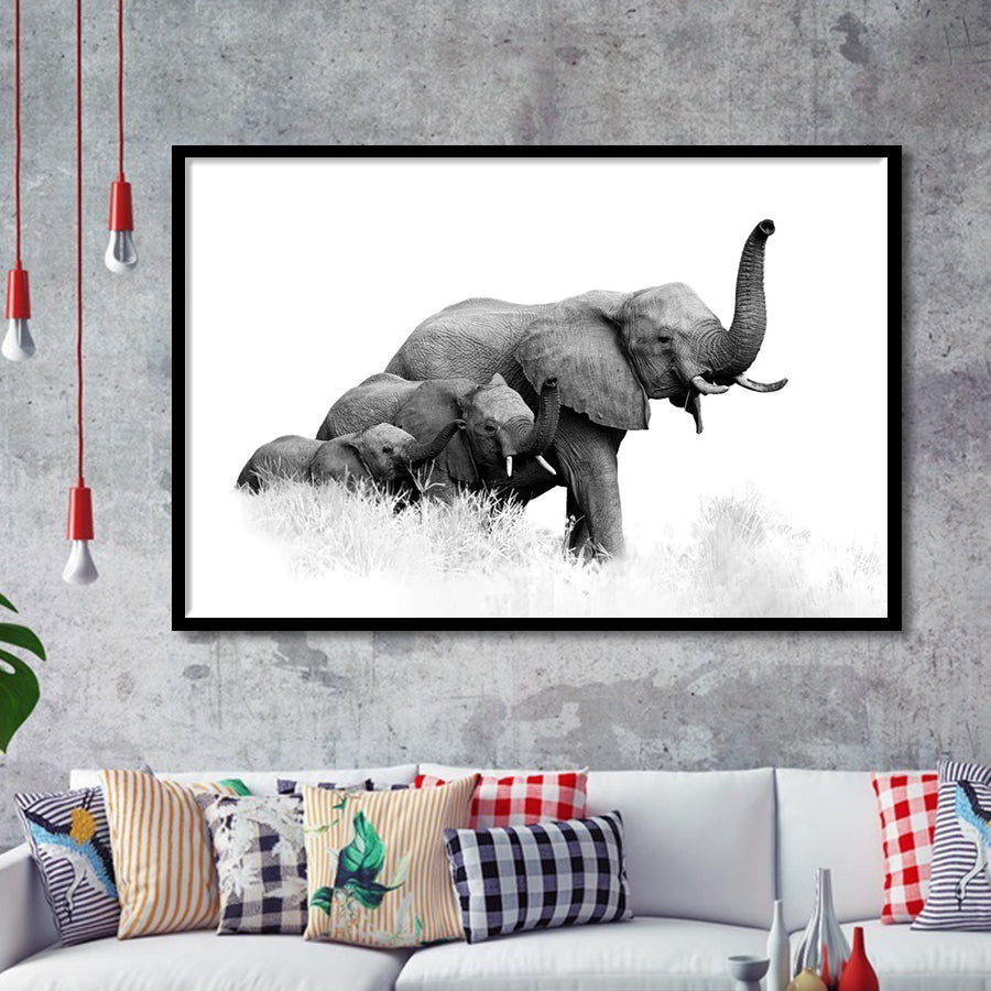 Elephant Family 2 Framed Art Prints Wall Decor - Painting Prints, Framed Picture, Home Decor