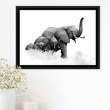 Elephant Family 2 Framed Canvas Prints Wall Art Decor - Paiting Canvas, Art Prints, Floating Frame