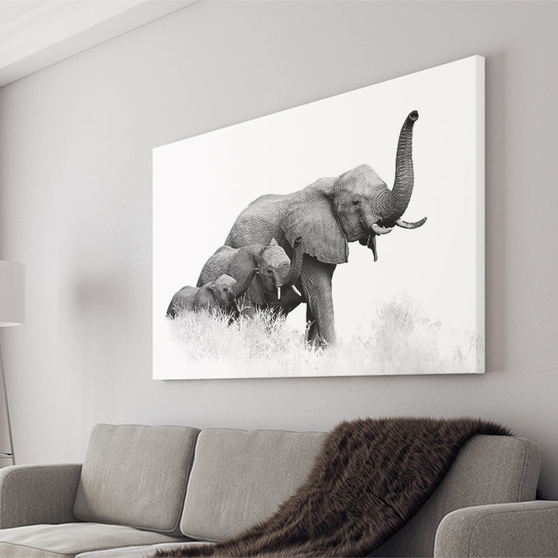 Elephant Family 2 Canvas Prints Wall Art Decor - Paiting Canvas, Art Prints, Wall Decor, For Sale