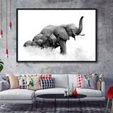 Elephant Family 2 Framed Canvas Prints Wall Art Decor - Paiting Canvas, Art Prints, Floating Frame