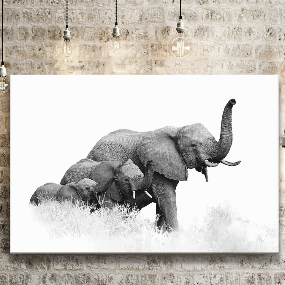 Elephant Family 2 Canvas Prints Wall Art Decor - Paiting Canvas, Art Prints, Wall Decor, For Sale