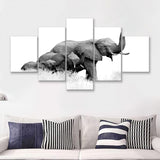 Elephant Family 2 5 Piece Canvas Prints Wall Art Decor - Painting Canvas, Multi Panels