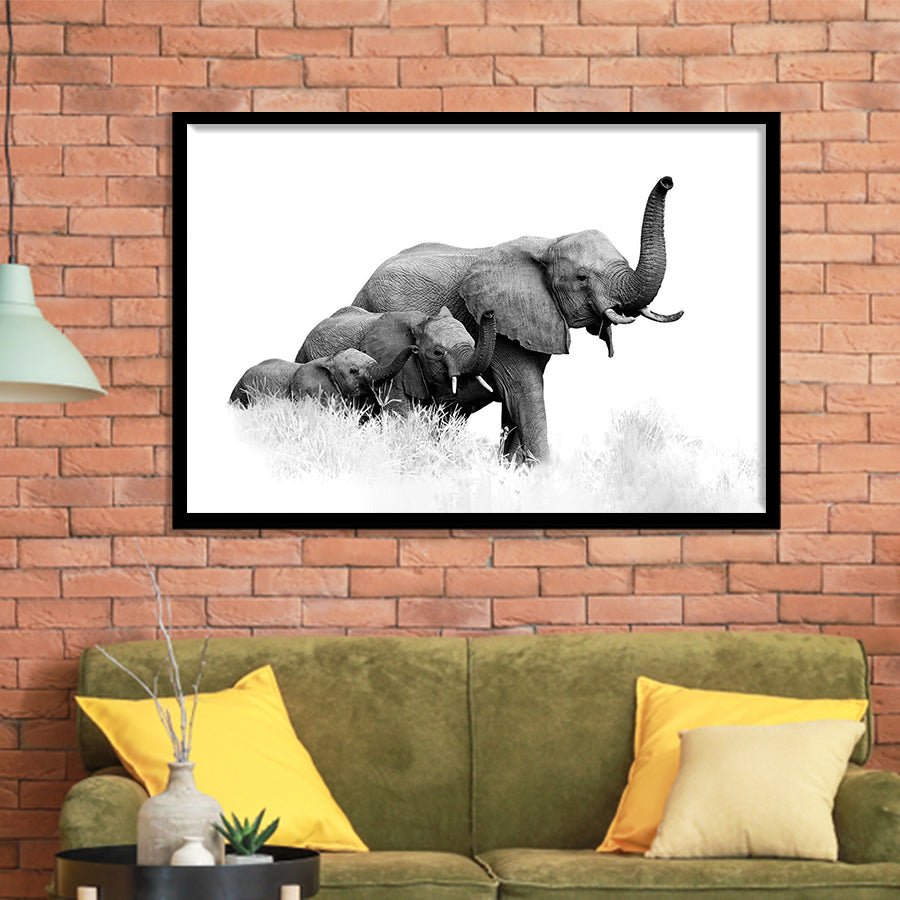 Elephant Family 2 Framed Art Prints Wall Decor - Painting Prints, Framed Picture, Home Decor