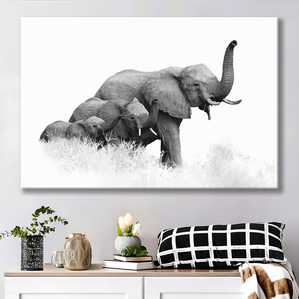 Elephant Family 2 Canvas Prints Wall Art Decor - Paiting Canvas, Art Prints, Wall Decor, For Sale