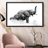 Elephant Family 2 Framed Canvas Prints Wall Art Decor - Paiting Canvas, Art Prints, Floating Frame