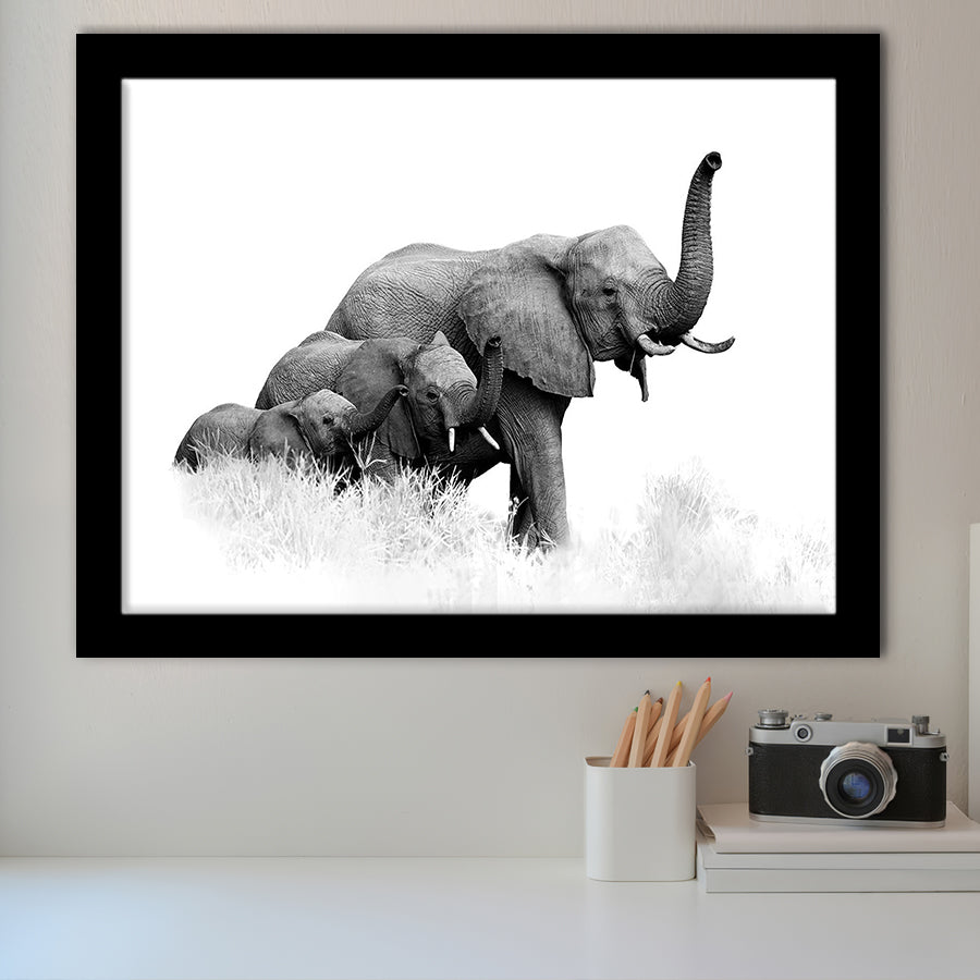 Elephant Family 2 Framed Art Prints Wall Decor - Painting Prints, Framed Picture, Home Decor