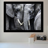 Elephant Family Black and White Framed Art Prints Wall Decor - Painting Prints, Framed Picture, Home Decor