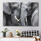 Elephant Family Black and White Canvas Prints Wall Art Decor - Paiting Canvas, Art Prints, Wall Decor, For Sale