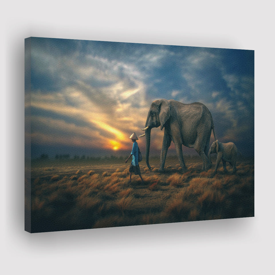 Elephant Family Canvas Prints Wall Art - Painting Canvas, Art Prints, Wall Decor, Home Decor, Prints for Sale