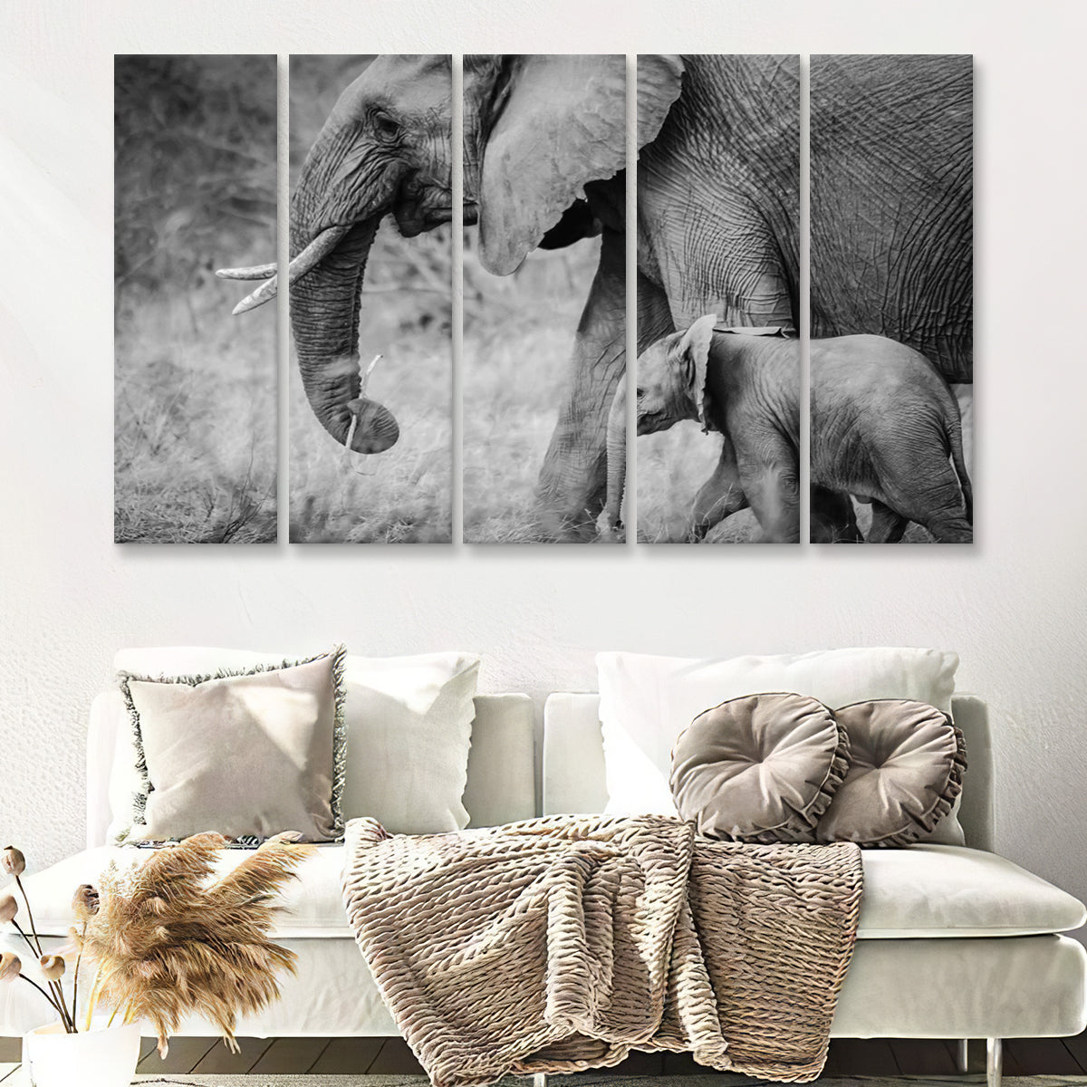 Elephant Family 5 Piece B Canvas Prints Wall Art Decor - Painting Canv –  UnixCanvas