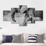 Elephant Family 5 Piece Canvas Prints Wall Art Decor - Painting Canvas, Multi Panels