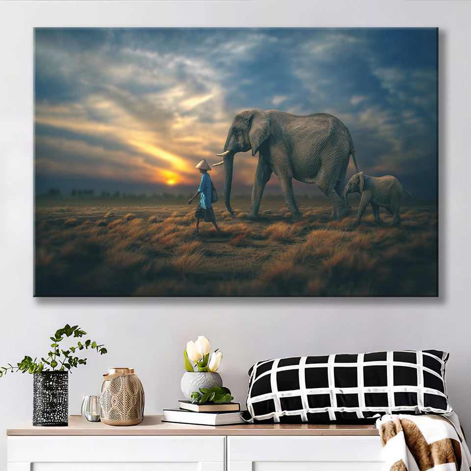 Elephant Family Canvas Prints Wall Art - Painting Canvas, Art Prints, Wall Decor, Home Decor, Prints for Sale