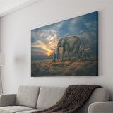 Elephant Family Canvas Prints Wall Art - Painting Canvas, Art Prints, Wall Decor, Home Decor, Prints for Sale