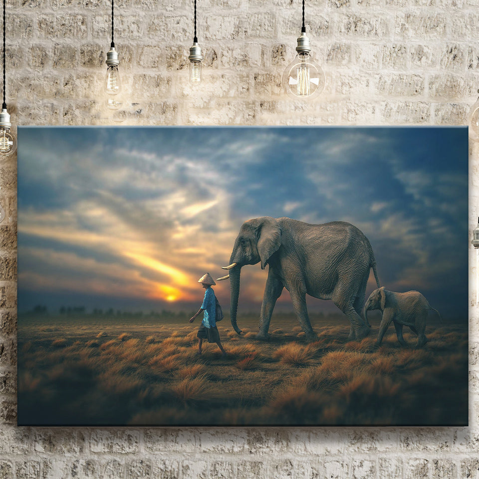 Elephant Family Canvas Prints Wall Art - Painting Canvas, Art Prints, Wall Decor, Home Decor, Prints for Sale