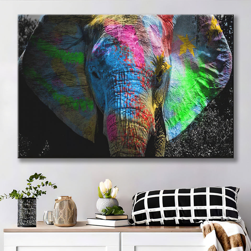 Elephant Graffiti Art Canvas Prints Wall Art - Painting Canvas, Home Wall Decor, For Sale, Painting Prints