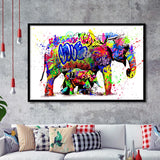 Elephant Mom And Baby Colors To Life Framed Art Print Wall Decor - Painting Art, Wall Art Decor, Framed Picture, Black Frame