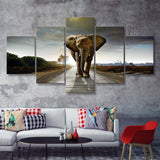Elephant Stylish 5 Piece Canvas Prints Wall Art Decor - Painting Canvas, Multi Panels