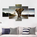 Elephant Stylish 5 Piece Canvas Prints Wall Art Decor - Painting Canvas, Multi Panels