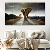 Elephant Stylish 5 Piece B Canvas Prints Wall Art Decor - Painting Canvas, Multi Panels