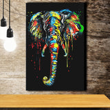 Elephant Water Colors Black Background Canvas Prints Wall Art Decor - Painting Canvas, Home Decor, Art Print, Art For Sale
