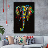 Elephant Water Colors Black Background Framed Art Print Wall Decor - Painting Art, Wall Art, Framed Picture, Black Frame