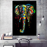Elephant Water Colors Black Background Framed Art Print Wall Decor - Painting Art, Wall Art, Framed Picture, Black Frame