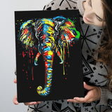 Elephant Water Colors Black Background Canvas Prints Wall Art Decor - Painting Canvas, Home Decor, Art Print, Art For Sale